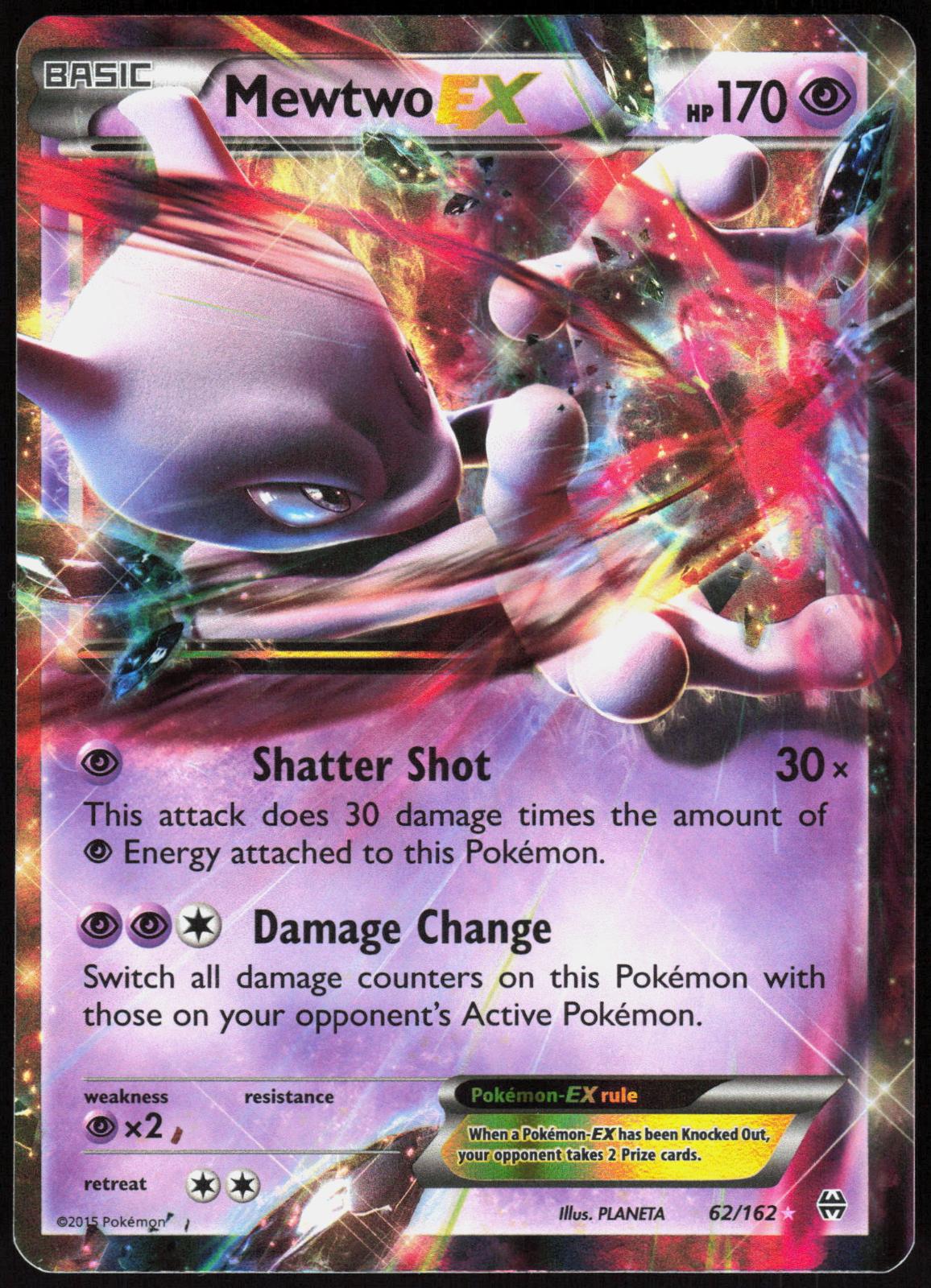 MEWTWO EX 62/162 BREAKTHROUGH POKEMON EX RARE HOLO LP