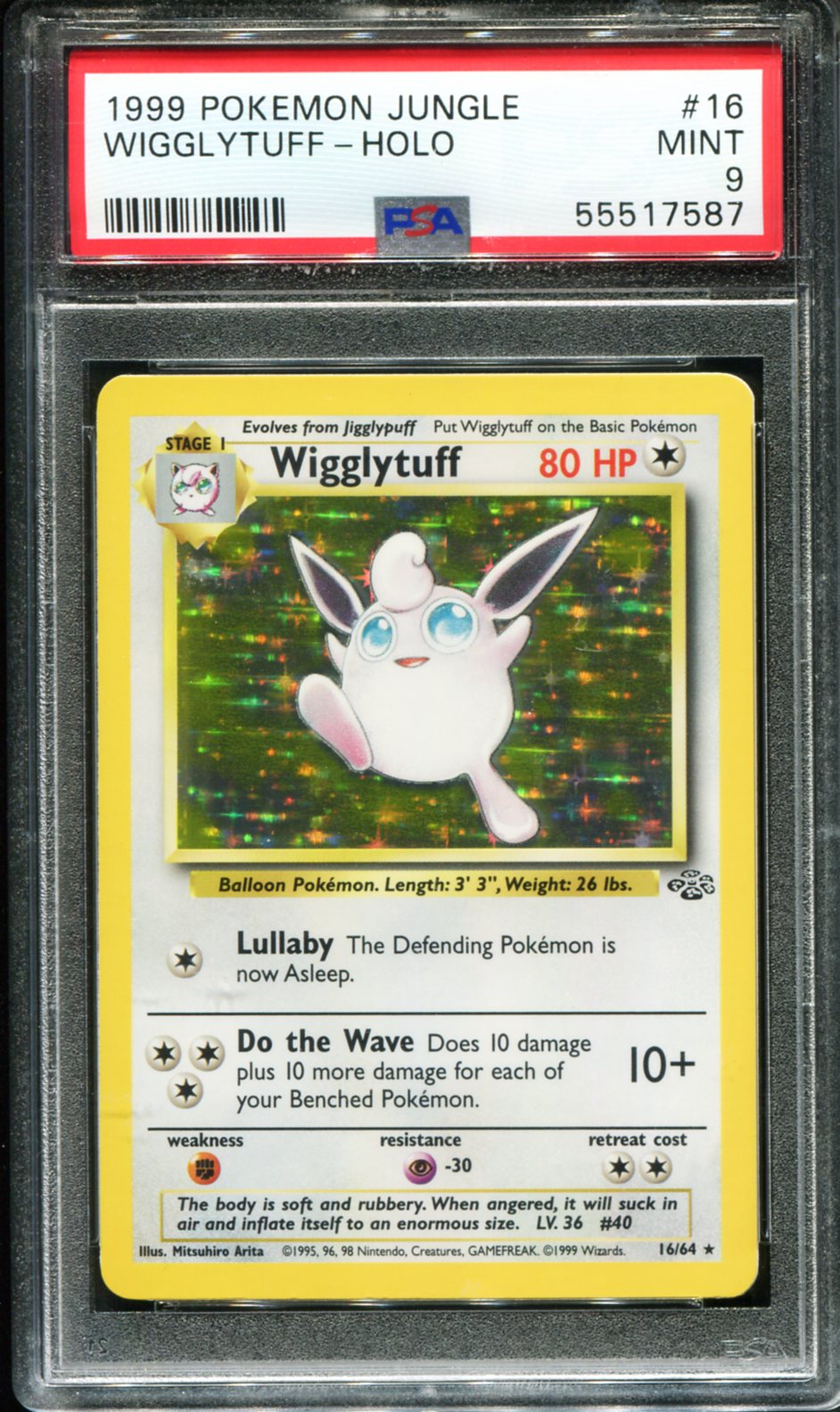WIGGLYTUFF HOLO 16/64 PSA 9 JUNGLE POKEMON
