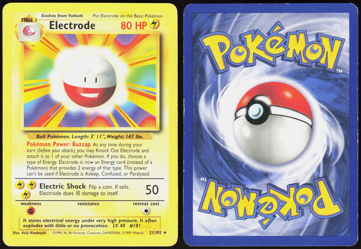 ELECTRODE 21/102 BASE SET UNLIMITED POKEMON RARE MP