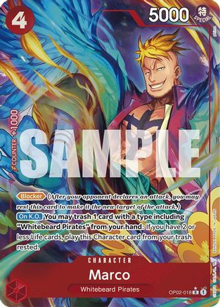 ONE PIECE TCG - Marco (Alternate Art) OP02-018 Premium Booster The Best - Rare