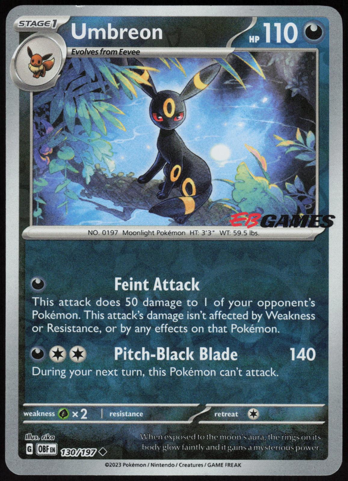 UMBREON (EBGAMES EXCLUSIVE) 130/197 POKEMON REVERSE HOLO LP