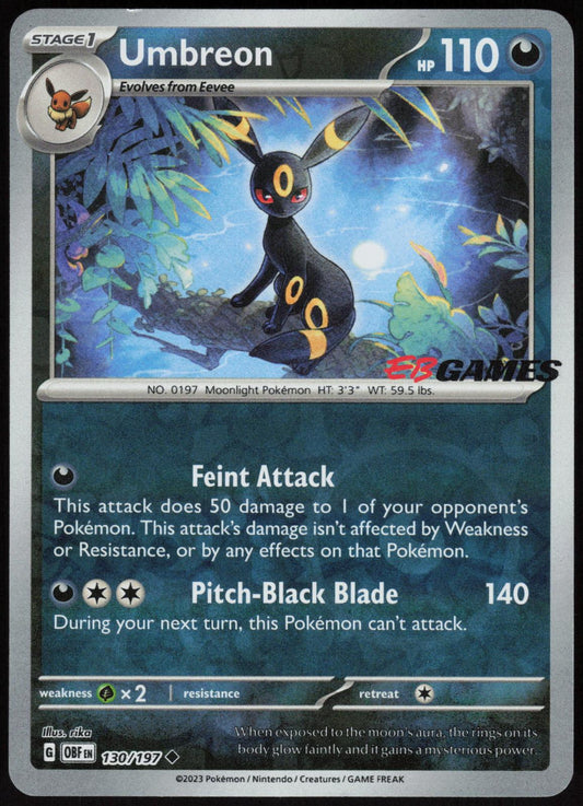 UMBREON (EBGAMES EXCLUSIVE) 130/197 POKEMON REVERSE HOLO LP
