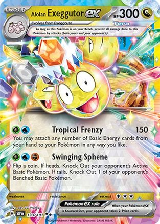 POKEMON TCG - Alolan Exeggutor ex 133/191 SV08 Surging Sparks - Double Rare