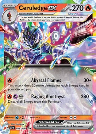 POKEMON TCG - Ceruledge ex 036/191 SV08 Surging Sparks - Double Rare