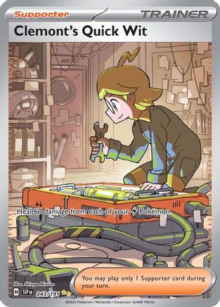 POKEMON TCG - Clemont's Quick Wit 243/191 SV08 Surging Sparks - Special Illustration Rare