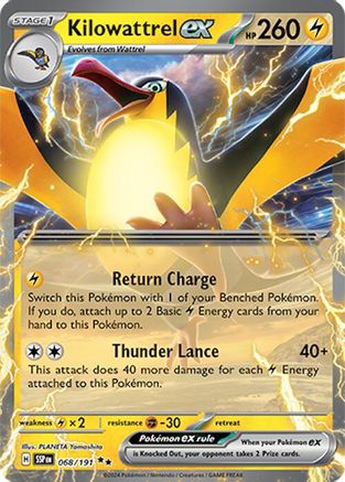 POKEMON TCG - Kilowattrel ex 068/191 SV08 Surging Sparks - Double Rare