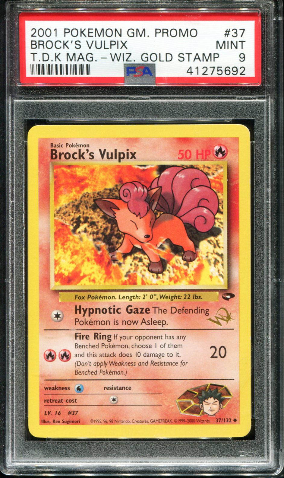 BROCK'S VULPIX 37 PSA 9 TOP DECK MAGAZINE GAME PROMO POKEMON