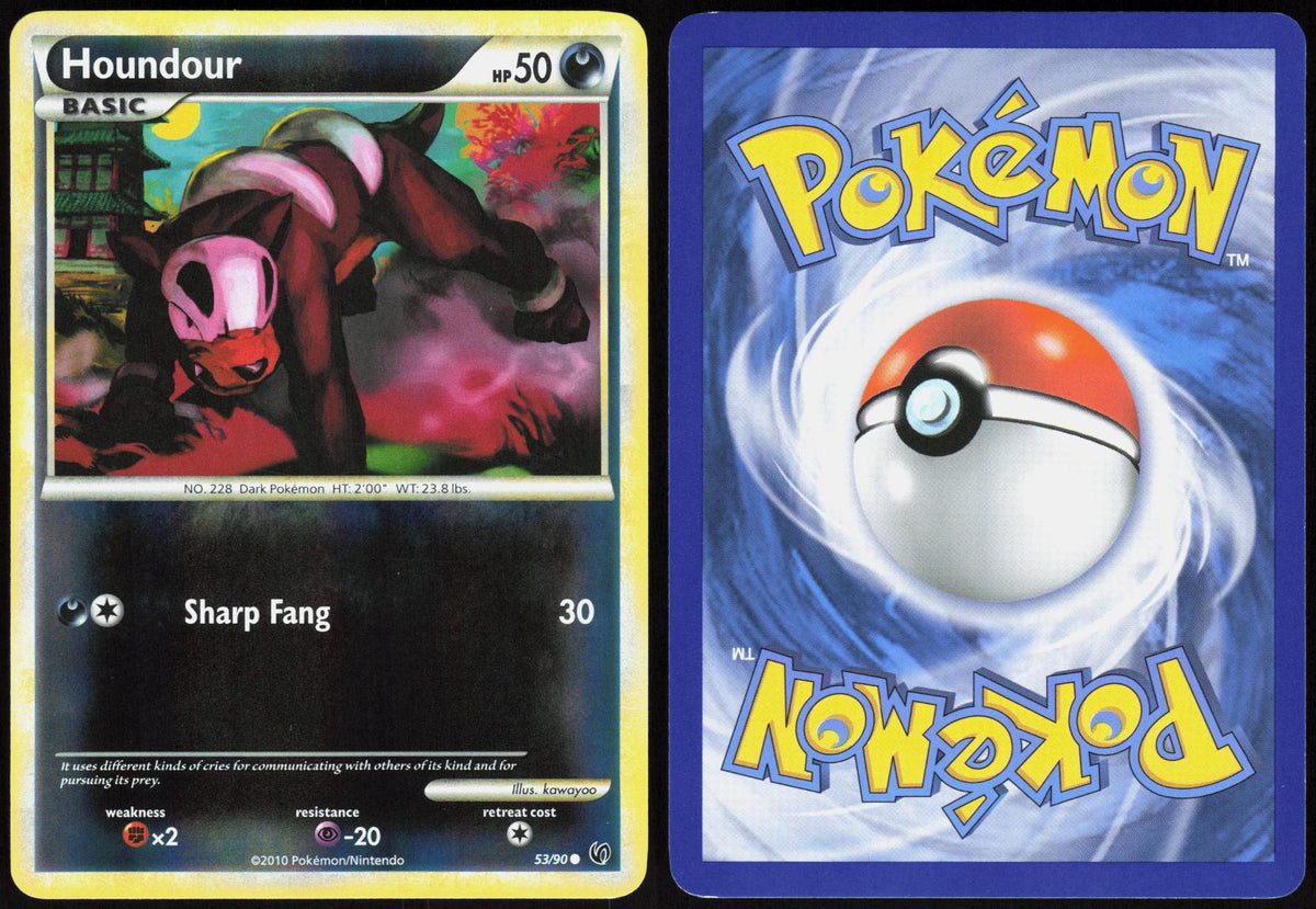 HOUNDOUR 53/90 HGSS UNDAUNTED POKEMON COMMON REVERSE HOLO LP