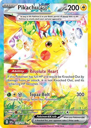 POKEMON TCG - Pikachu ex 238/191 SV08 Surging Sparks - Special Illustration Rare