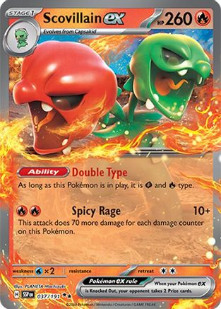 POKEMON TCG - Scovillain ex 037/191 SV08 Surging Sparks - Double Rare