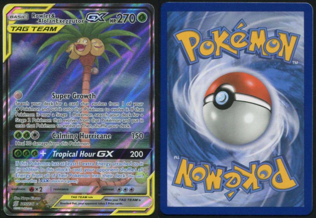 ROWLET & ALOLAN EXEGGUTOR GX 215/236 UNIFIED MINDS POKEMON ULTRA RARE NM