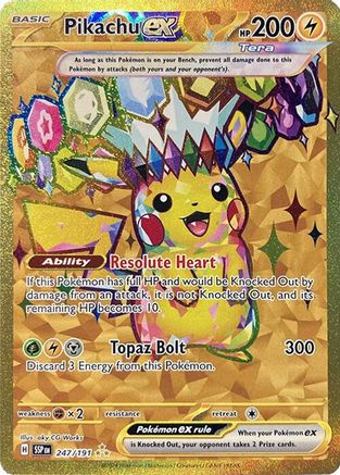 POKEMON TCG - Pikachu ex 247/191 SV08 Surging Sparks - Hyper Rare