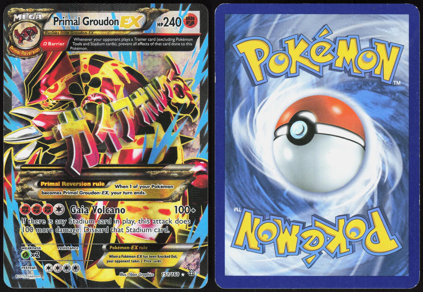 PRIMAL GROUDON EX 151/160 PRIMAL CLASH POKEMON ULTRA RARE LP