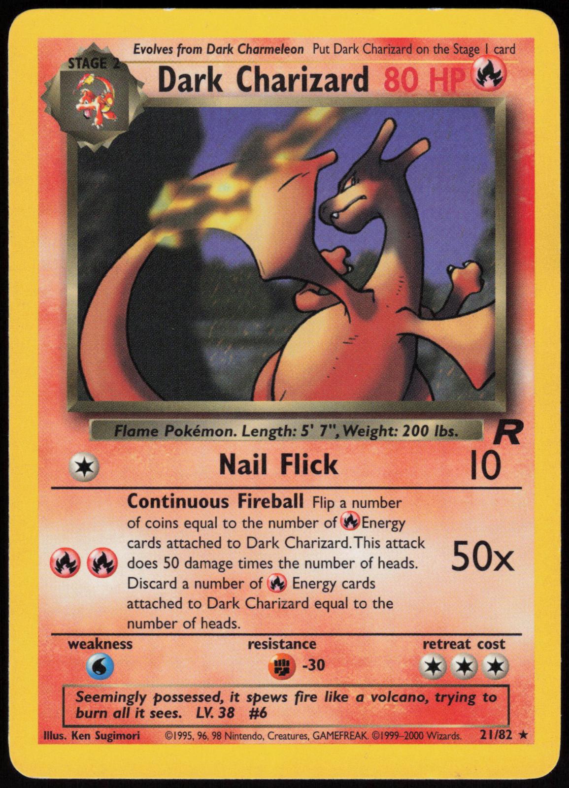 DARK CHARIZARD 21/82 TEAM ROCKET POKEMON RARE UNLIMITED MP