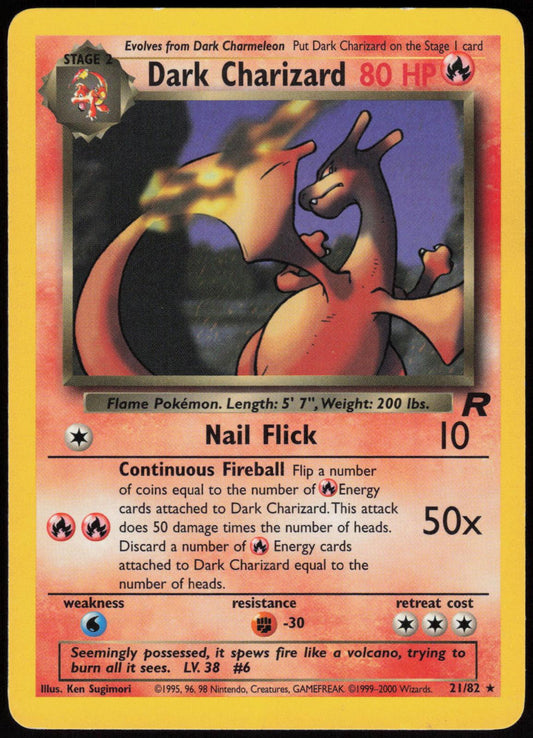 DARK CHARIZARD 21/82 TEAM ROCKET POKEMON RARE UNLIMITED MP