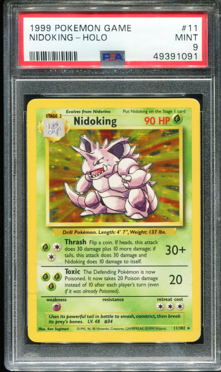 NIDOKING HOLO 11/102 PSA 9 GAME POKEMON