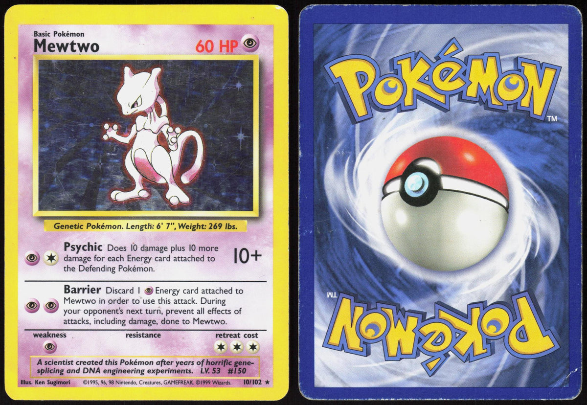 MEWTWO 10/102 BASE SET UNLIMITED POKEMON HOLO RARE HP