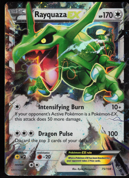 RAYQUAZA EX 75/108 ROARING SKIES POKEMON EX RARE HOLO LP
