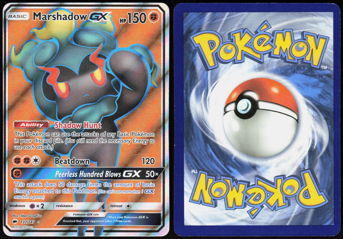 MARSHADOW GX 137/147 BURNING SHADOWS POKEMON ULTRA RARE HOLO LP