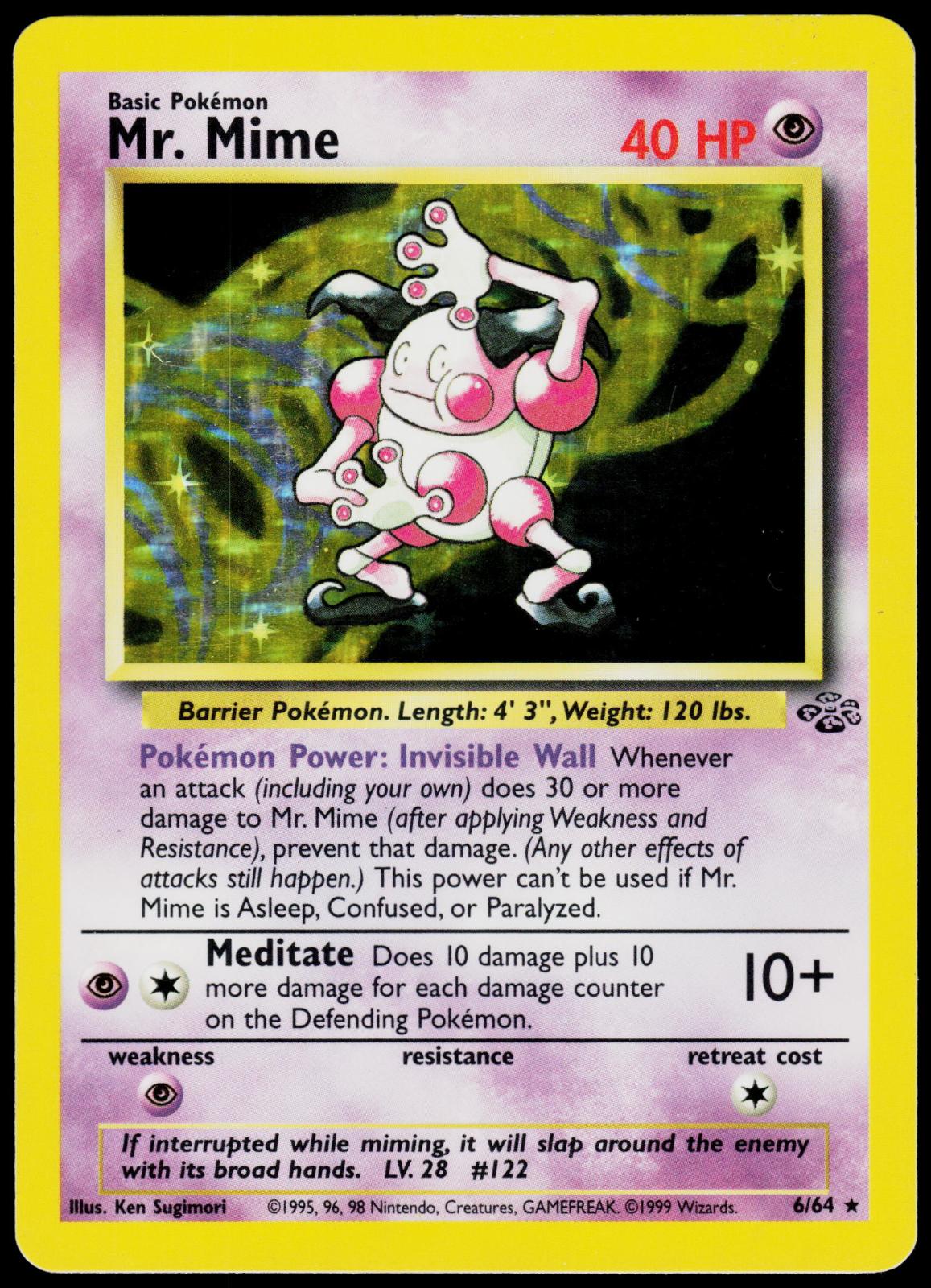 MR. MIME 6/64 JUNGLE RARE UNLIMITED HOLO MP