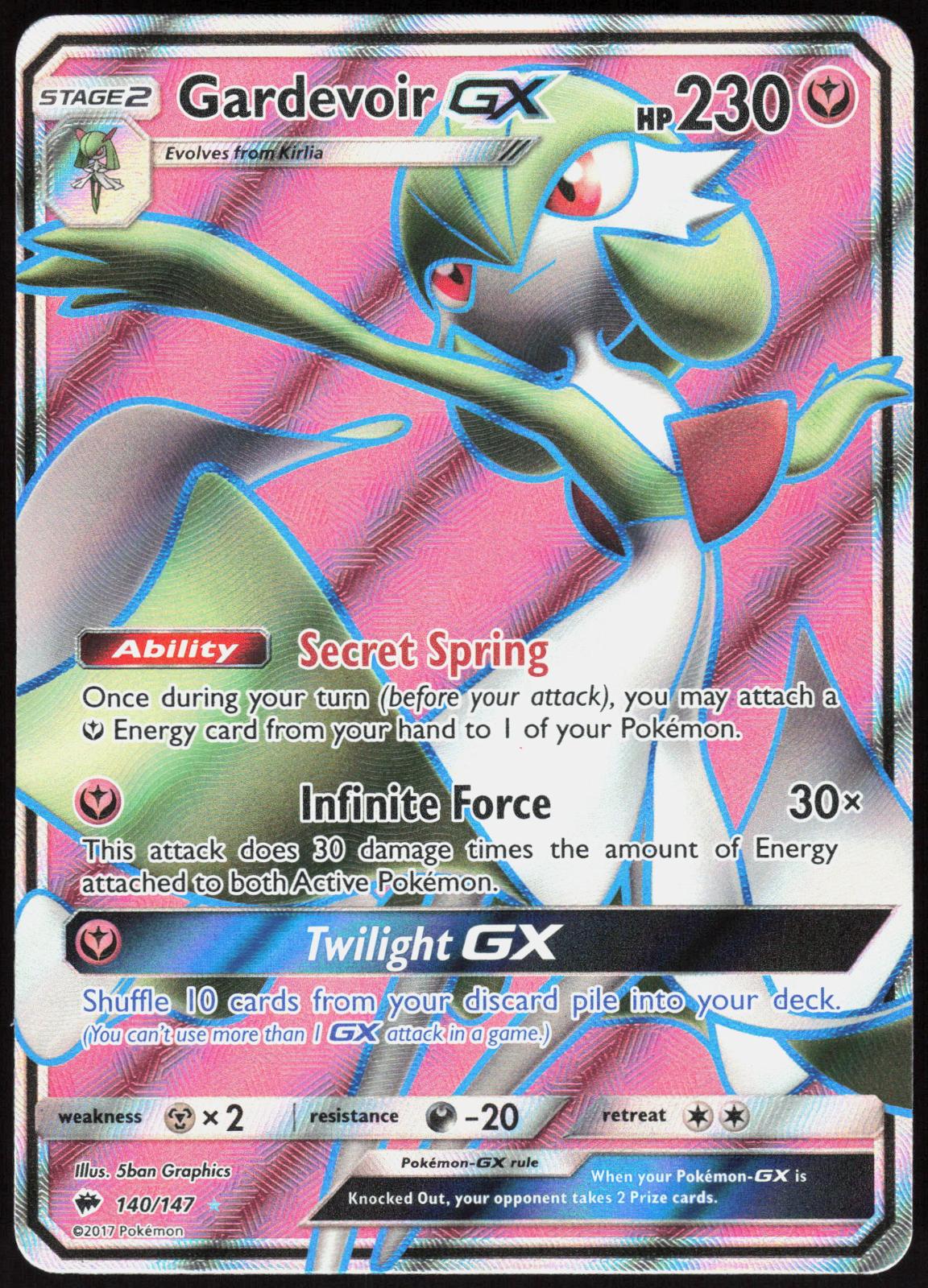 GARDEVOIR GX 140/147 BURNING SHADOWS POKEMON ULTRA RARE HOLO LP
