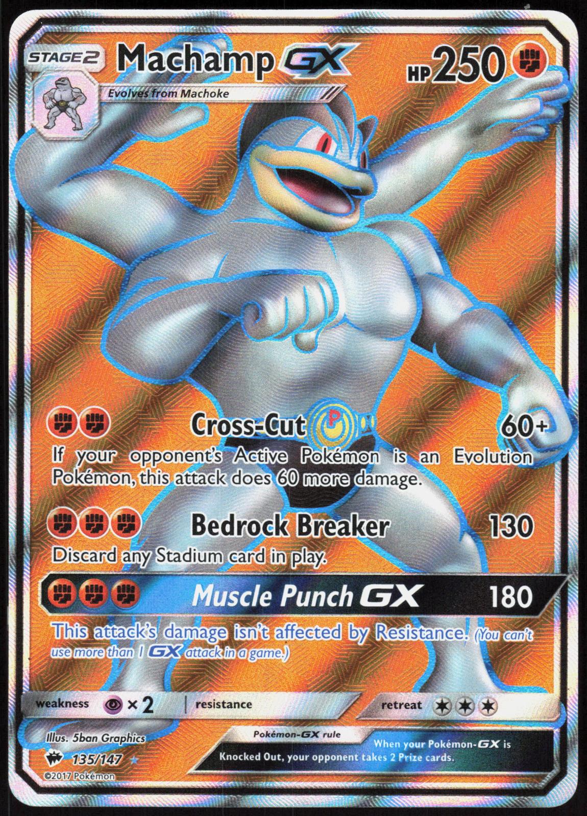 MACHAMP GX 135/147 BURNING SHADOWS POKEMON ULTRA RARE HOLO LP