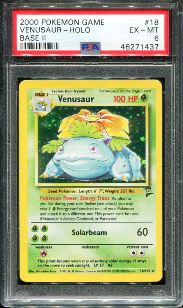 VENUSAUR HOLO 18 PSA 6 GAME BASE II POKEMON