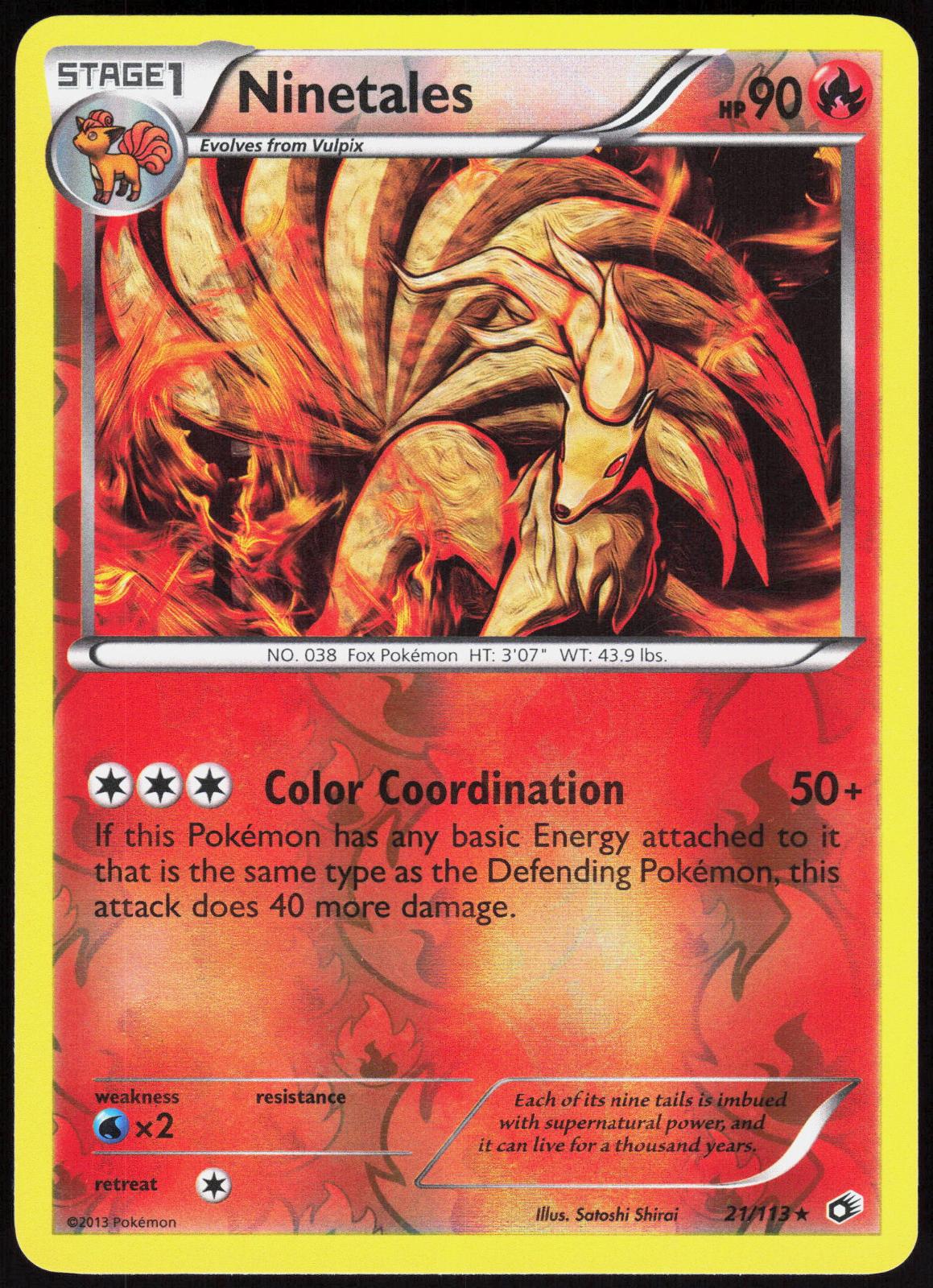 NINETALES 21/113 LEGENDARY TREASURES POKEMON RARE REVERSE HOLO LP