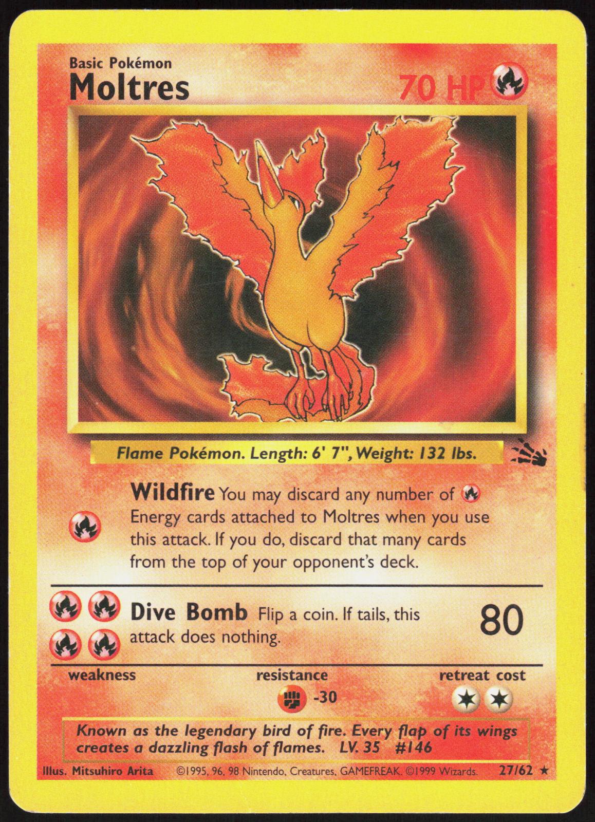 MOLTRES 27/62 FOSSIL POKEMON RARE UNLIMITED MP