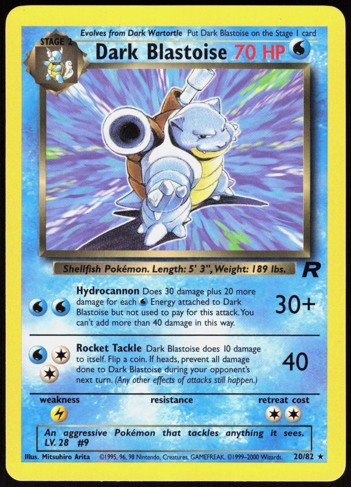 DARK BLASTOISE 20/82 TEAM ROCKET POKEMON RARE UNLIMITED NM