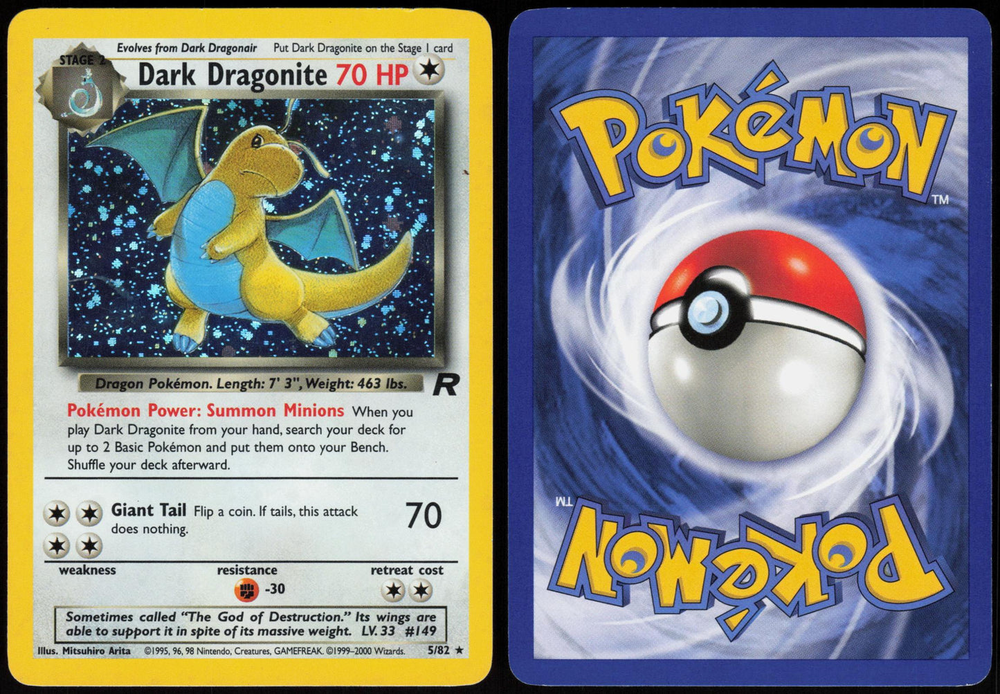 DARK DRAGONITE 5/82 TEAM ROCKET POKEMON RARE UNLIMITED HOLO LP