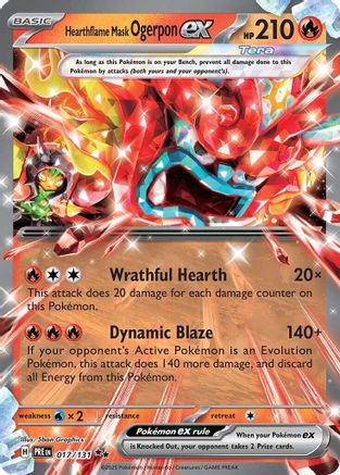 POKEMON TCG - Hearthflame Mask Ogerpon ex 017/131 SV Prismatic Evolutions - Double Rare