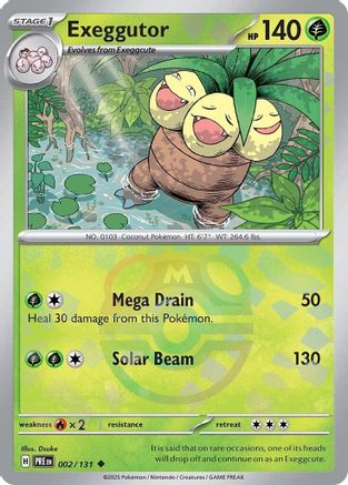 POKEMON TCG - Exeggutor (Master Ball Pattern) 002/131 SV Prismatic Evolutions - Uncommon