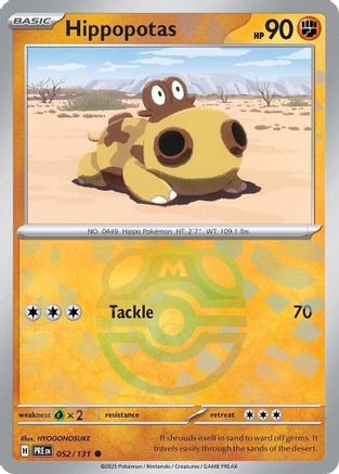 POKEMON TCG - Hippopotas (Master Ball Pattern) 052/131 SV Prismatic Evolutions - Common