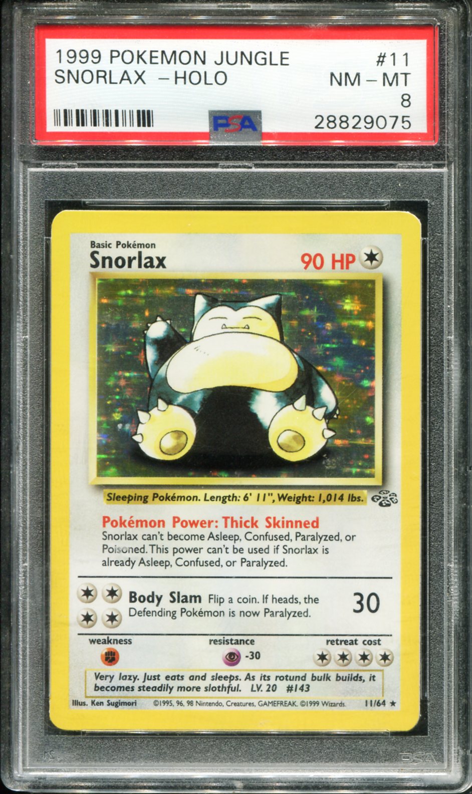 SNORLAX HOLO 11/64 PSA 8 JUNGLE POKEMON