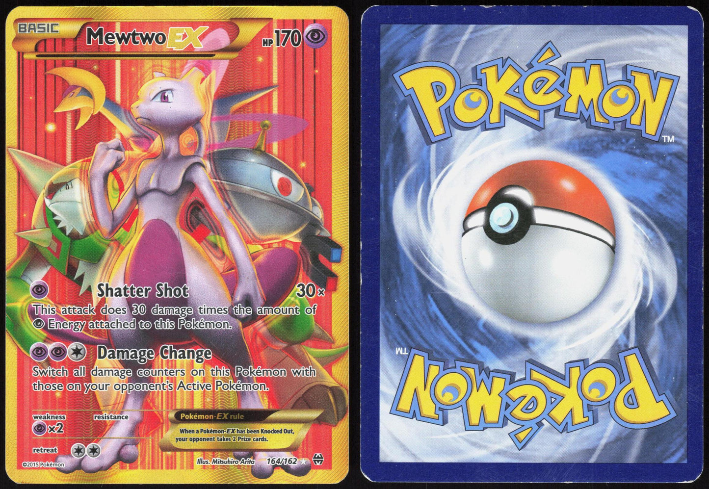 MEWTWO EX 164/162 BREAKTHROUGH POKEMON SECRET RARE MP