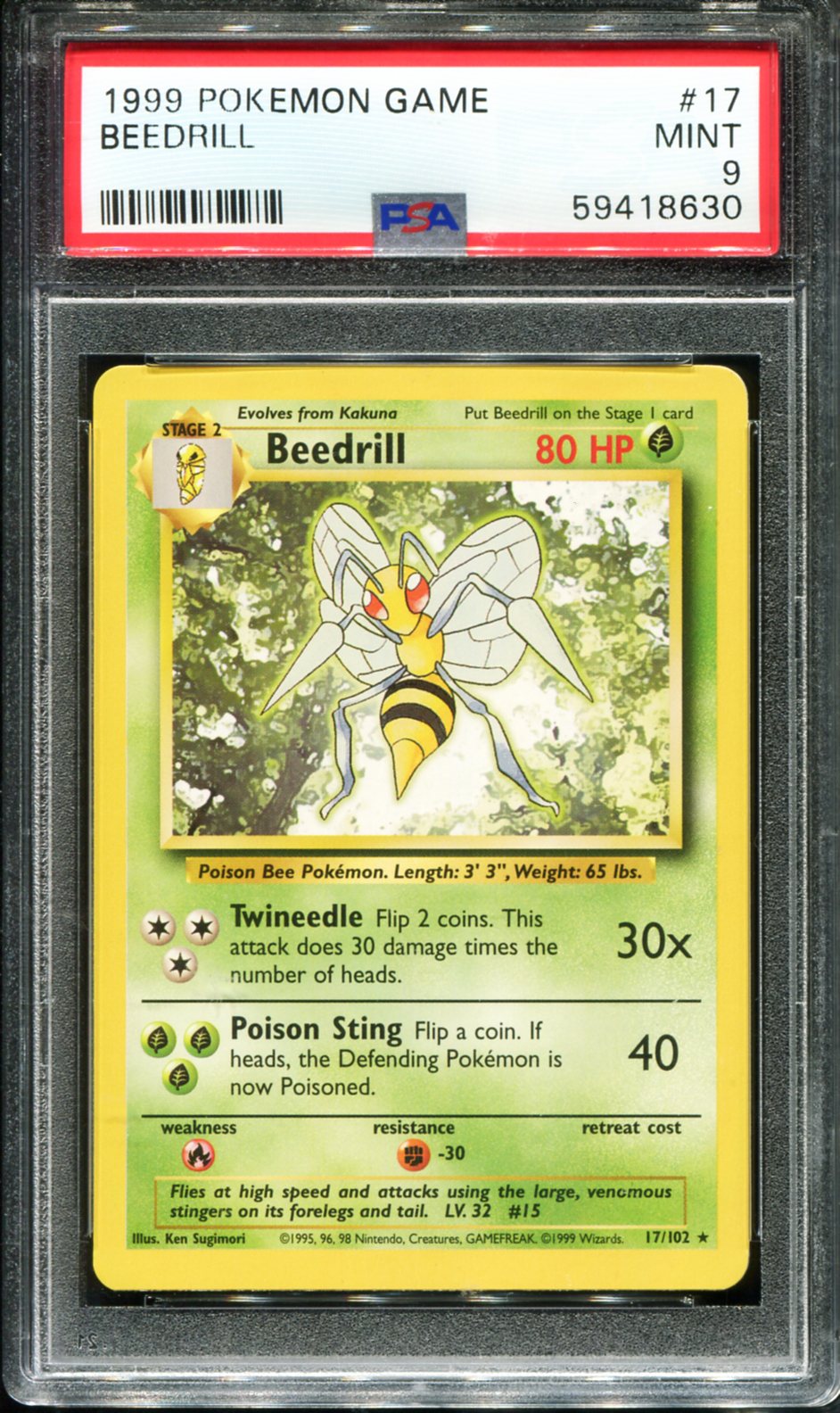 BEEDRILL 17/102 PSA 9 GAME POKEMON