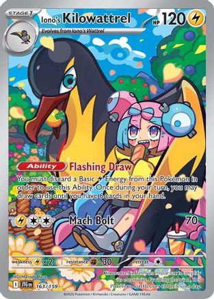 POKEMON TCG - Iono's Kilowattrel 163/159 SV09 Journey Together - Illustration Rare