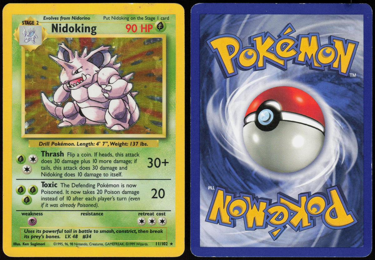 NIDOKING 11/102 BASE SET UNLIMITED POKEMON HOLO RARE LP