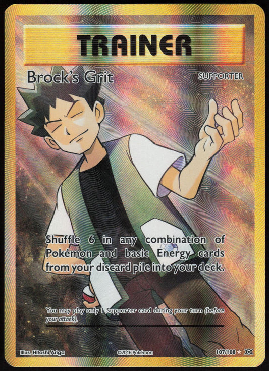 BROCK'S GRIT 107/108 EVOLUTIONS POKEMON ULTRA RARE HOLO LP