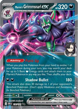 POKEMON TCG - Marnie's Grimmsnarl ex 136/182 SV10 Destined Rivals - Double Rare
