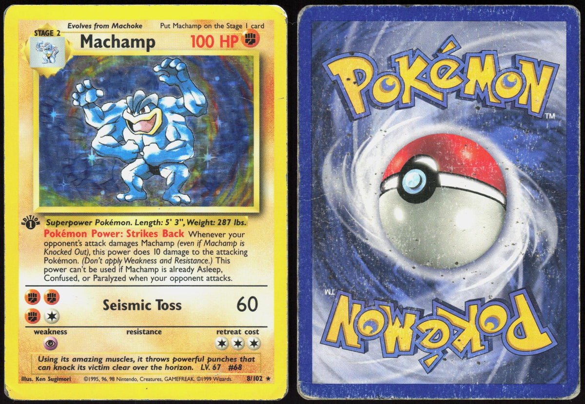 MACHAMP 8/102 DECK EXCLUSIVES POKEMON HOLO RARE 1ST EDITION HOLO HP