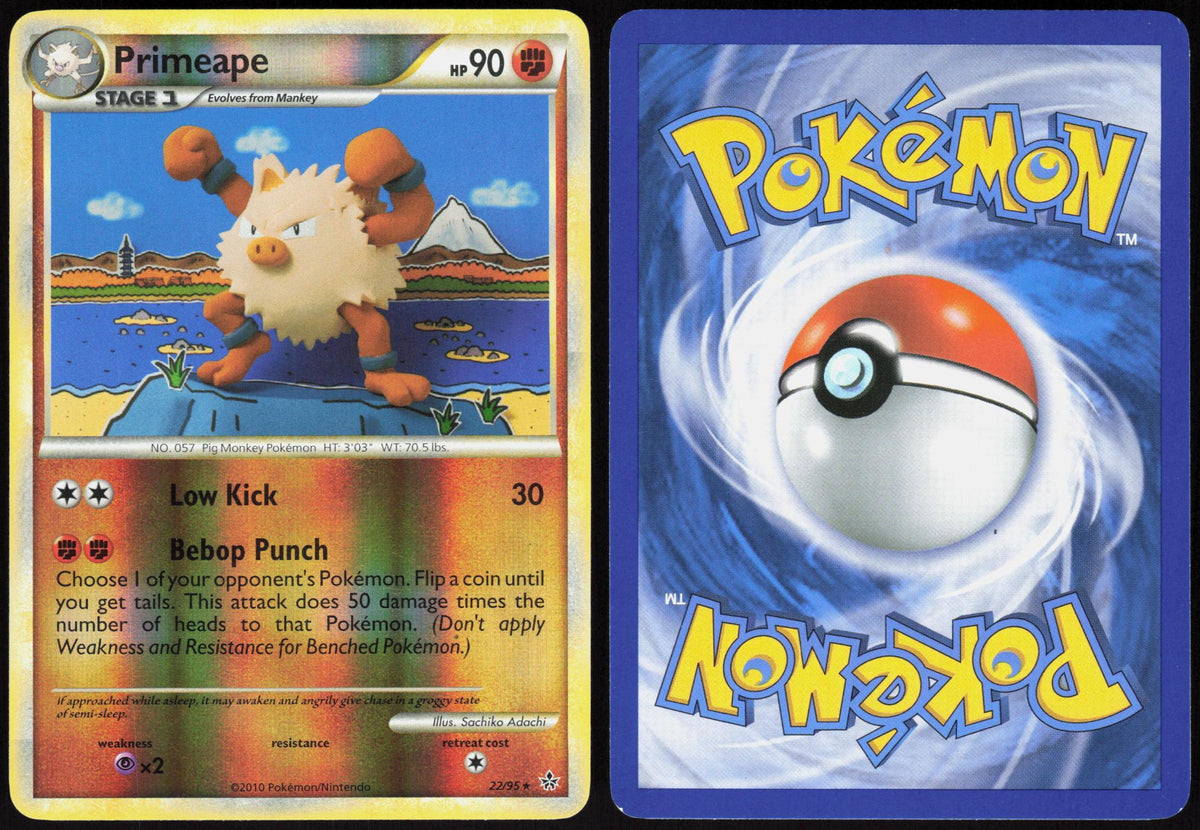 PRIMEAPE 22/95 HGSS UNLEASHED POKEMON RARE REVERSE HOLO LP