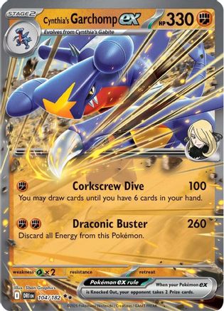 POKEMON TCG - Cynthia's Garchomp ex 104/182 SV10 Destined Rivals - Double Rare