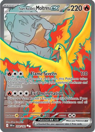 POKEMON TCG - Team Rocket's Moltres ex 208/182 SV10 Destined Rivals - Ultra Rare