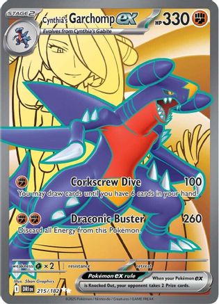 POKEMON TCG - Cynthia's Garchomp ex 215/182 SV10 Destined Rivals - Ultra Rare