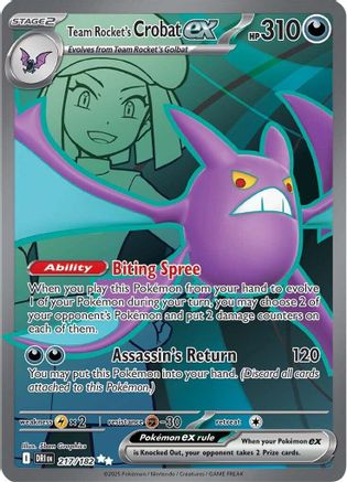 POKEMON TCG - Team Rocket's Crobat ex 217/182 SV10 Destined Rivals - Ultra Rare