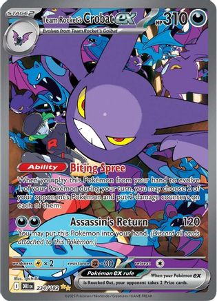 POKEMON TCG - TEAM ROCKET'S CROBAT EX 234/182 DESTINED RIVALS SPECIAL ILLUSTRATION RARE