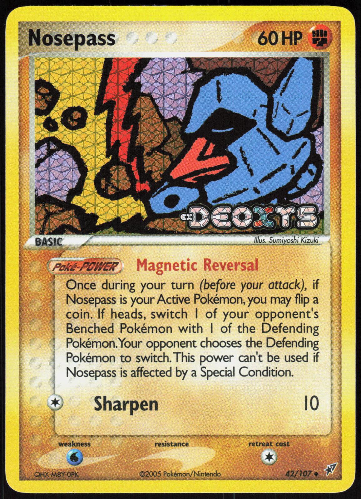 NOSEPASS 42/107 DEOXYS POKEMON UNCOMMON REVERSE HOLO LP