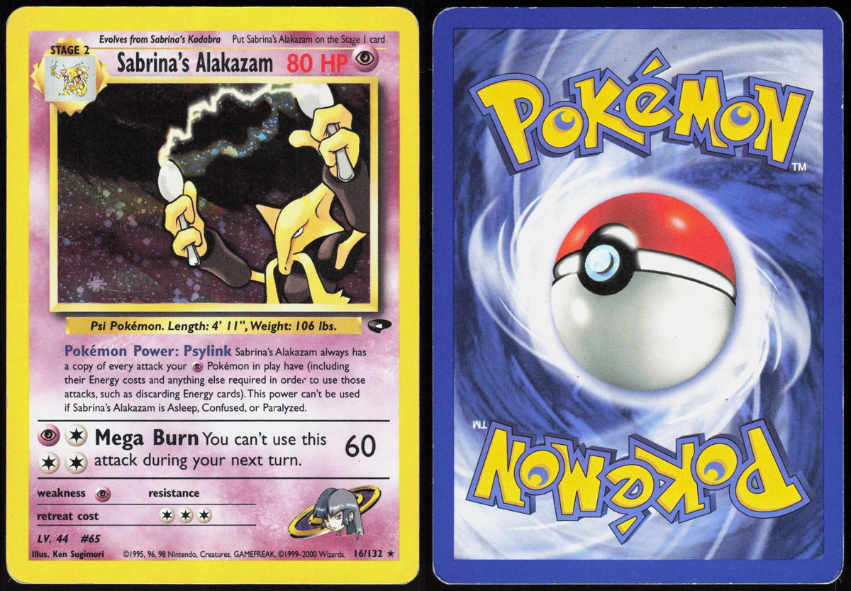 SABRINA'S ALAKAZAM 16/132 GYM CHALLENGE POKEMON RARE UNLIMITED HOLO HP